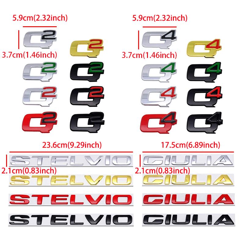 RZUD8 3D Metal Q2 Q4 Letter Badge Rear Giulia Stelvio Trunk Emblem Car Stickers For Alfa Romeo Giulia Stelvio Car Styling Accessories