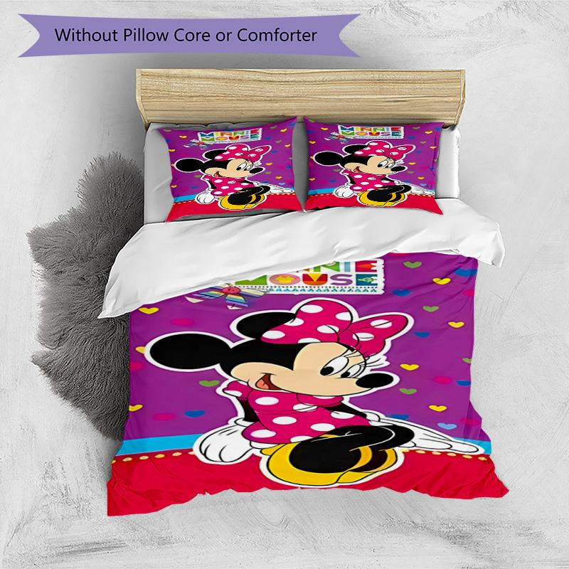 Minnie Mouse Party Decorations 3‑Piece Bedding Set,Soft Breathable Duvet Cover with 12 Pillowcases,Multi‑Scene for Bedroom Dorm,Perfect Holiday Birthd