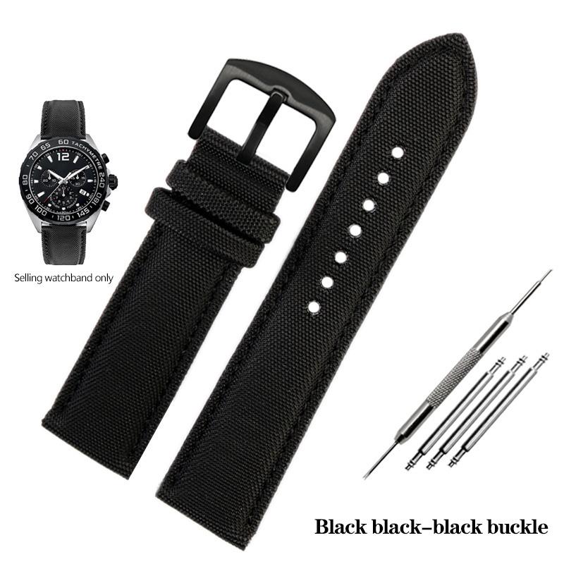 20 22 24mm Fiber Nylon Leather Watchband For TAG Heuer F1 Racing Car Diving Strap Rossini 519955 Mido Canvas Watch Band Bracelet