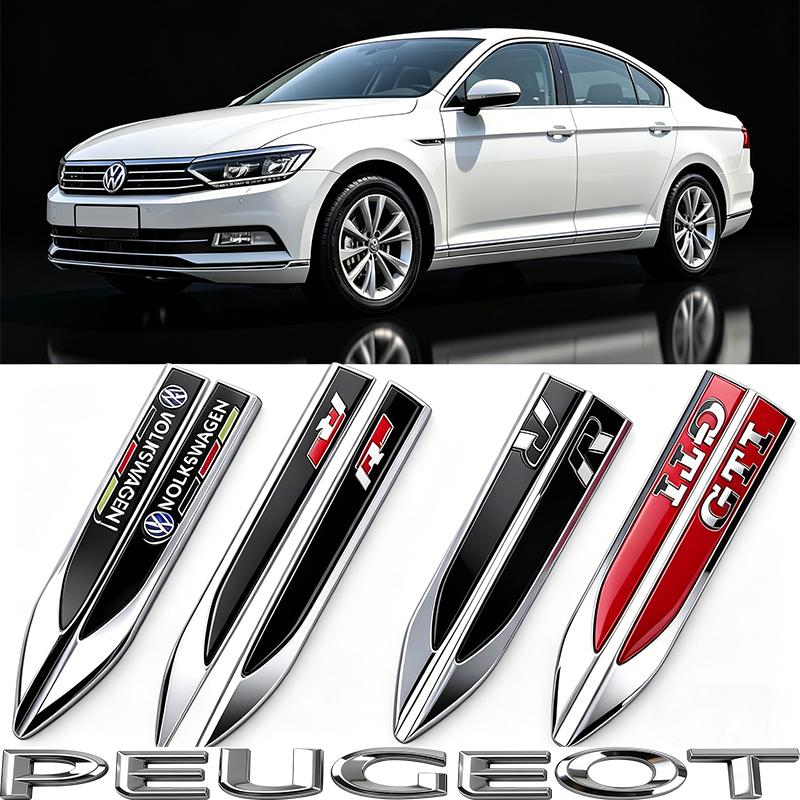 2Pcs 3D Metal Logo Car Fender Side Wing Emblem Badge Sticker For VW GTI Polo Passat B6 7 Golf MK7 Tiguan Touran Jetta Tire Valve