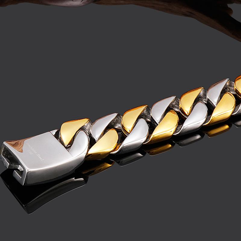 Аксессуары для рук из полированной нержавеющей стали, железная кубинская цепочка шириной 20 мм, мужской браслет на запястье, роскошные никогда не выцветающие мужские украшения золотого цвета