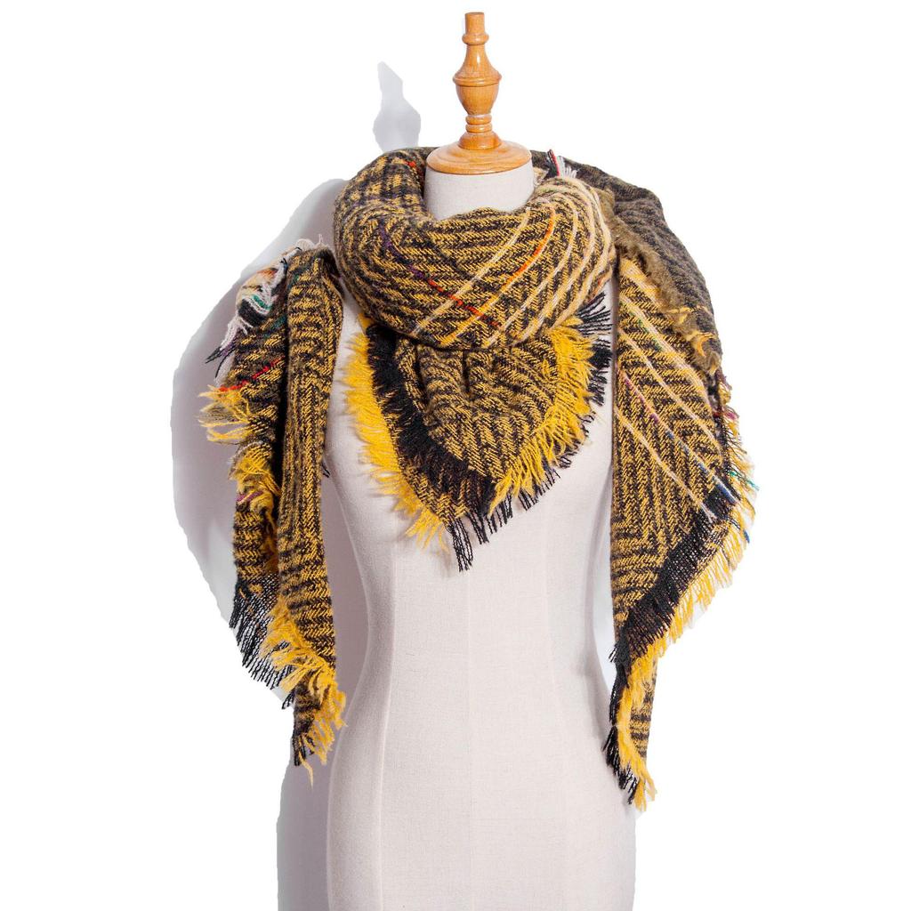 European and American Style Large Check Triangle Snood Scarf - Spring, Autumn, Winter