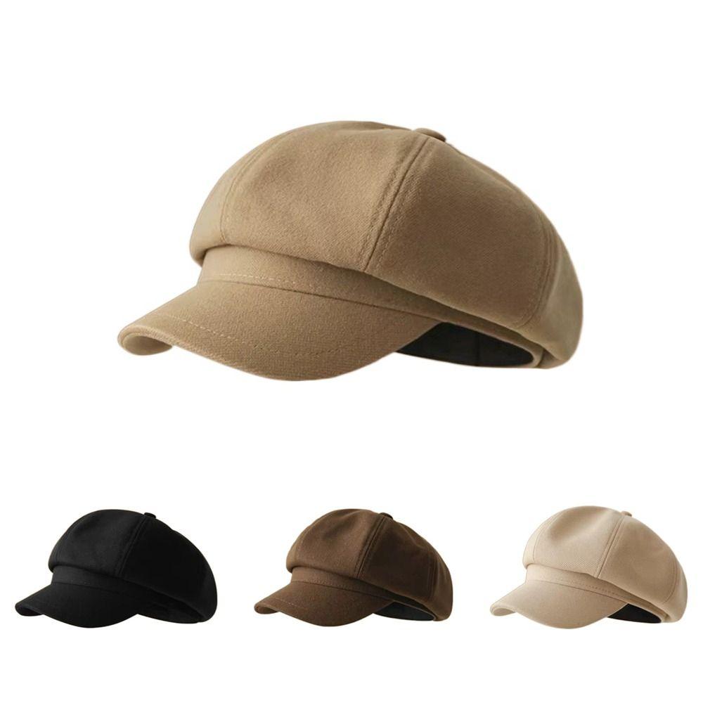 Windproof Beret Cap Solid Color Painter Peaked Hat Autumn Winter Girl Accessories