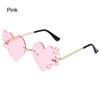 Rimless Fire Heart Shaped Sunglasses Uv400 Protection Costume Accessories Halloween Glasses Flame Love Sun Glasses