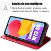 Coque pour Samsung Galaxy M13 Flip Case Effet Cuir Anti Rayure Antichoc - Rouge
