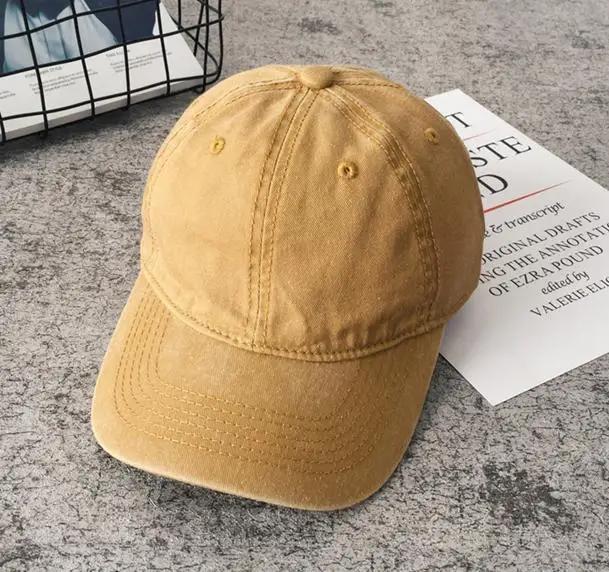 Женская и мужская хлопковая однотонная бейсболка, модная шляпа Snapback, женская уличная простая мытая винтажная кепка с козырьком, повседневная кепка, шляпа для женщин и мужчин