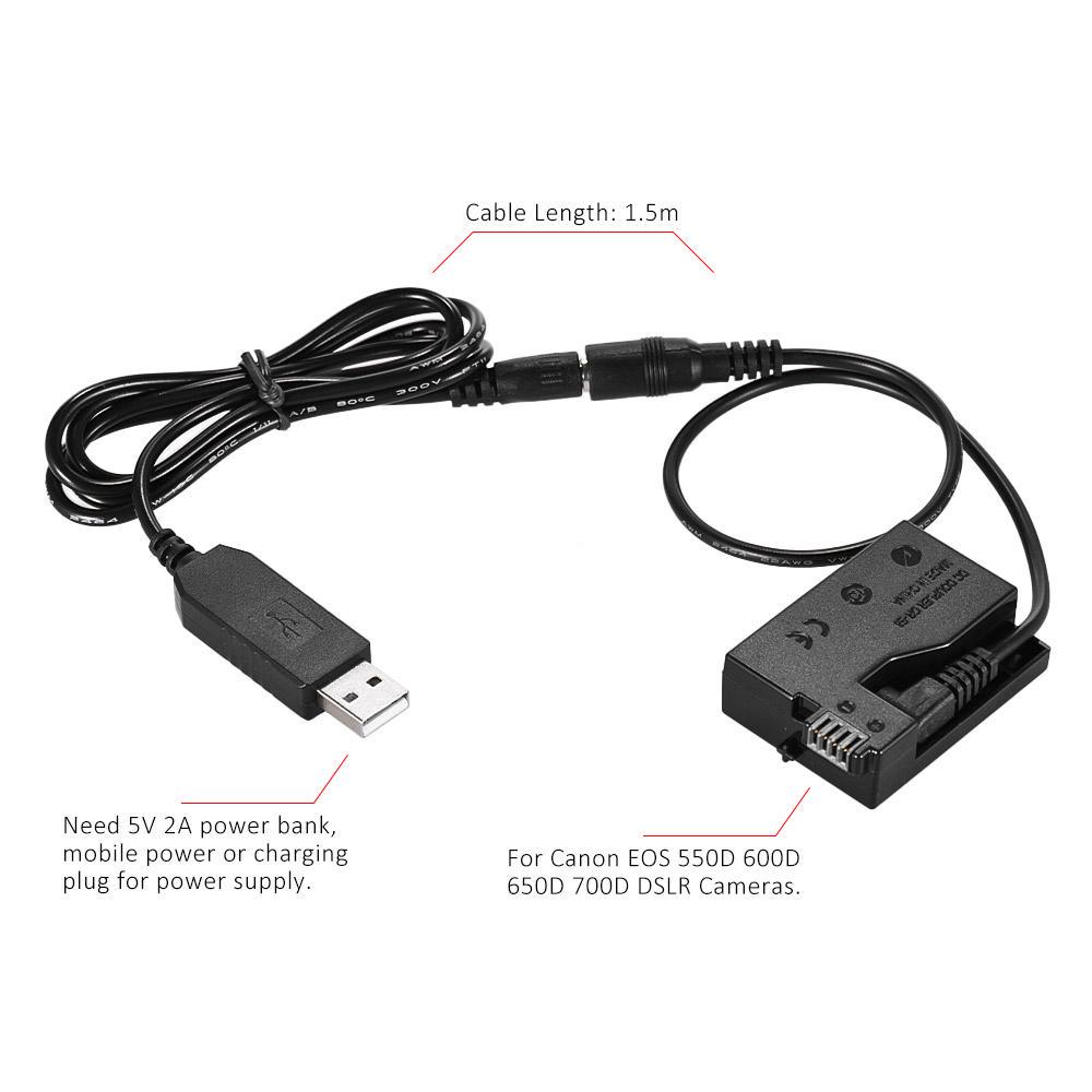 С батареей Dre8 DC Dummy Power Bank USB-адаптер Кабель-замена для камеры Canon