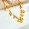 Vintage Love Heart Pearl Choker Necklace Pink Floral Gem Round Pendant Layered Sweater Chain Fashion Jewelry