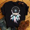 Maycaur Women Summer Short Sleeve Dreamcatcher Feather  3D Print Lady T-shirts Top T Shirt  Tee T-Shirt