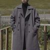 Men's Mid-Length Double-Breasted Wool Coat with Suit Collar