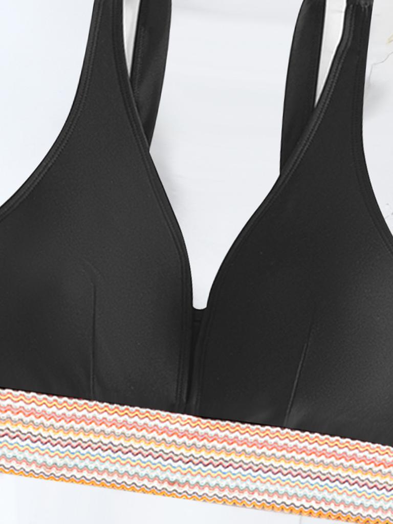 Wave Webbing Patch Low Waist Sexy Two Piece Bikini Set Elegant