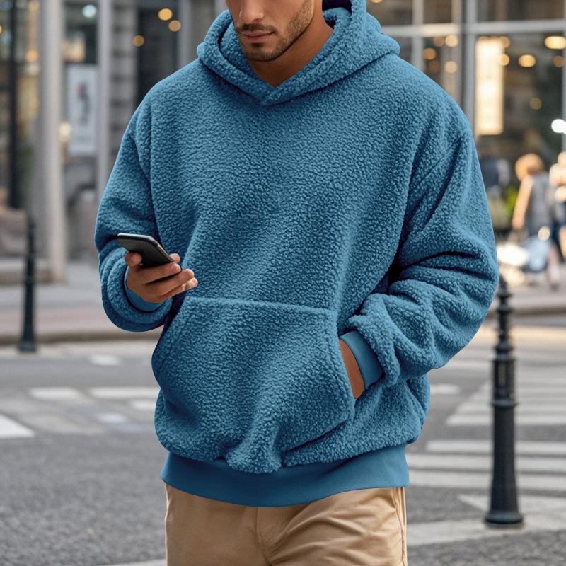 Men S Fleece Hooded Pullover Sweatshirt Loose Fit Casual