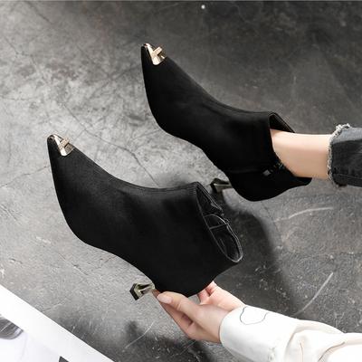 Высокий каблук 5 см, острый носок, тонкий каблук, высокие каблуки, новые ботинки «Мартинс», голые сапоги, короткие сапоги, размер 43