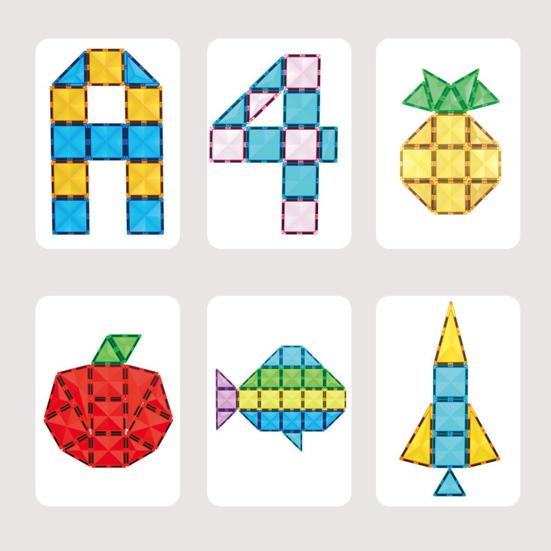 40Pcs/Set Colorful Magnetic Tile Kit Clear Geometric Shape Building Block Magnet Preschool Educational Brick Construction Toy Toddlers Boys Girls