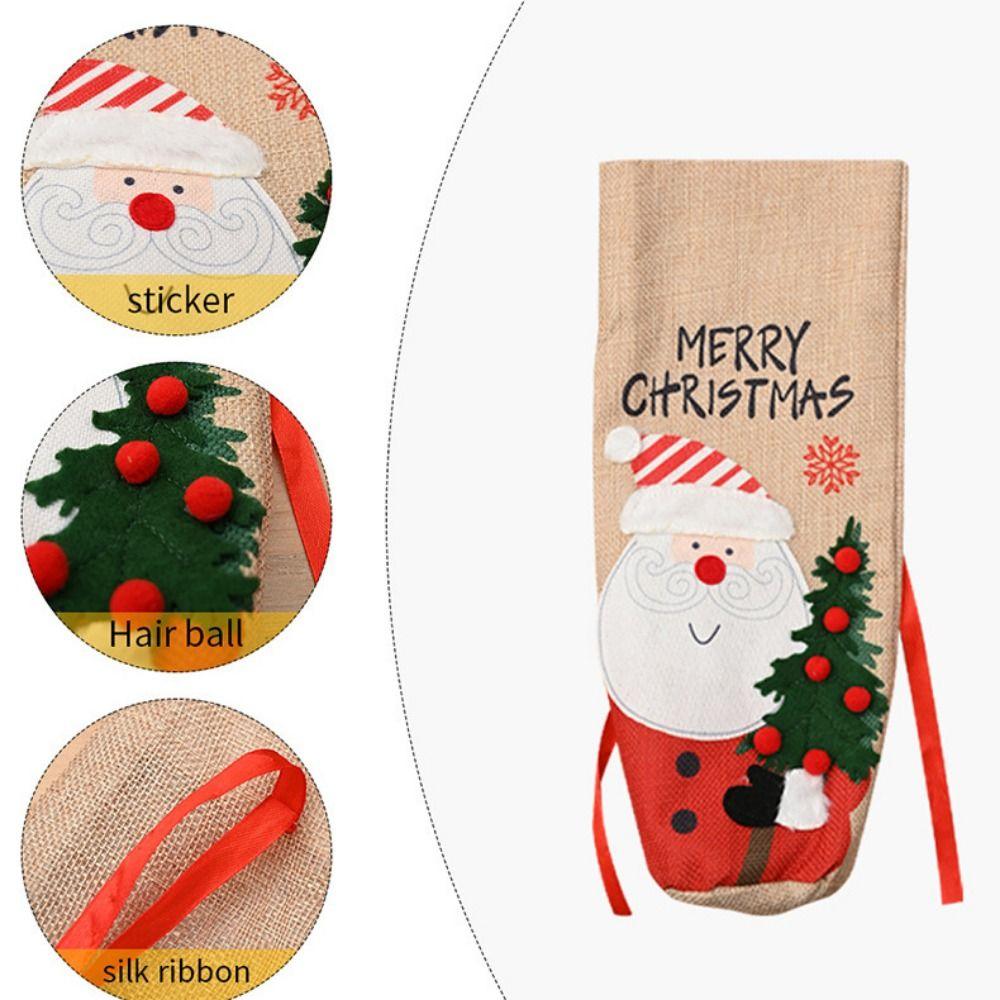 Snowman Christmas Wine Bottle Cover Portable Wine Pouch Gift Santa Claus Wine Bottle Set Friend