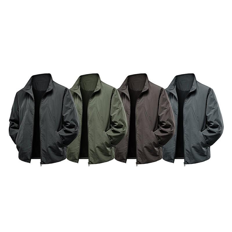 Mens Stand Collar Lightweight Windproof Water Repellent Outdoor Jacket Fall Hiking Casual Wear