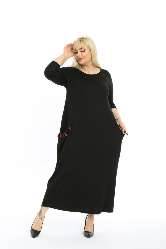 Женское платье большого размера с длинными рукавами и карманами в этническом стиле больших размеров (Подходит для хиджаба) Повседневное платье из вискозы и чесаного хлопка