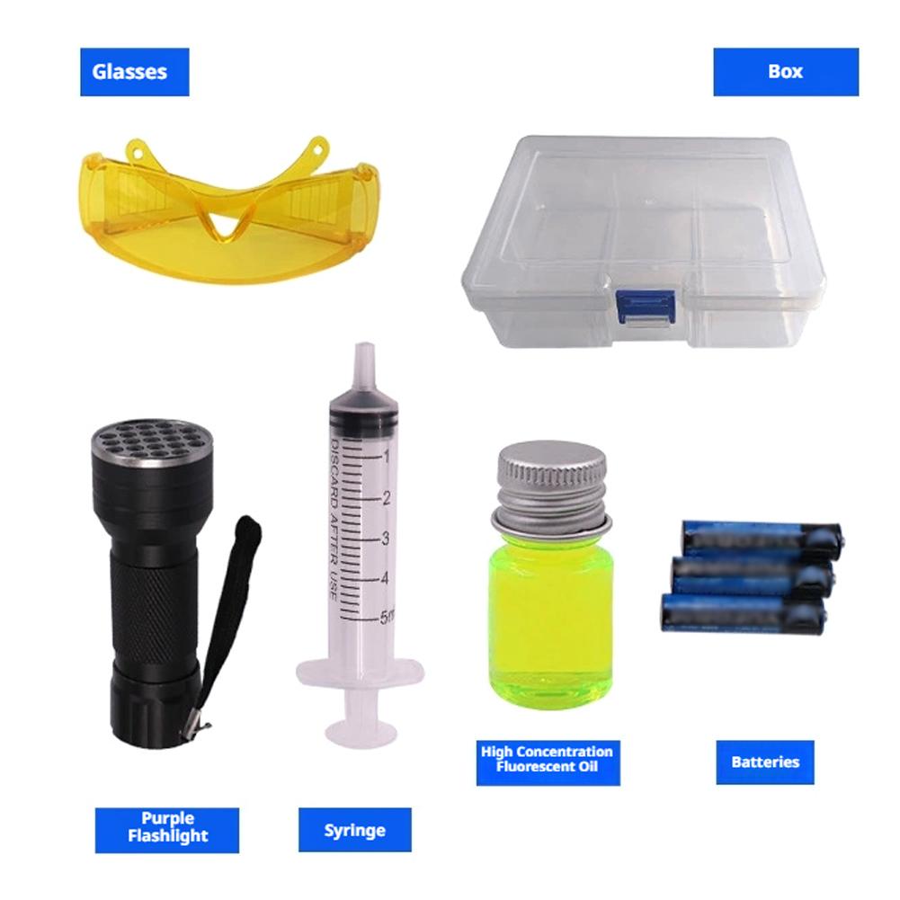Auto UV Dye Air Conditioning Leak Test Repair Fluorescent Tools kit Car Air Conditioning A/C System Leak Test Detector Kit