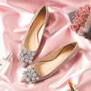 2024 Fashion Shoes Women Flats Rhinestone Pointed Toe Gold Pink Silver Modern Ladies Ballet Flat Shoes Plus Size 42