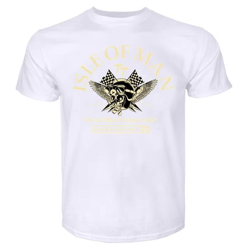 Футболка мужская хлопковая Isle of Man TT Races The Ultimate Road Race EST1907 Skull Helmet T-Shirt Fashion T-Shirt