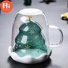 Hi Puntos 300ml Christmas Heat Resistant Double Wall Tea Coffee Glass Cup Mug Drinkware