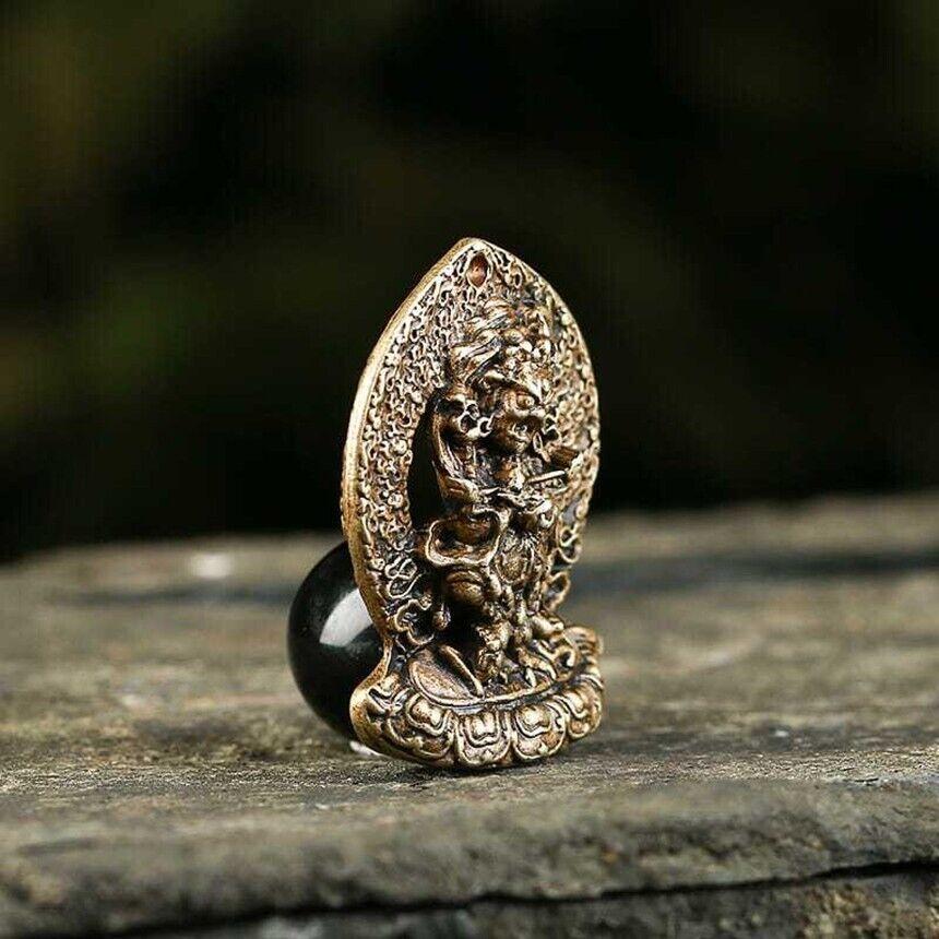 Brass Nepalese Buddha Statue Keychain Pendant Car Diy Gift Key Pendant