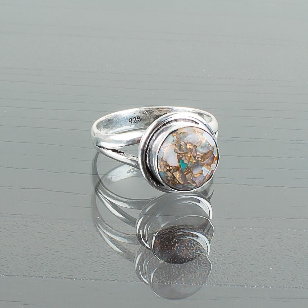 Ethiopian Copper Turquoise Gemstone Handmade 925 Sterling Silver Jewelry Ring RR-11-38