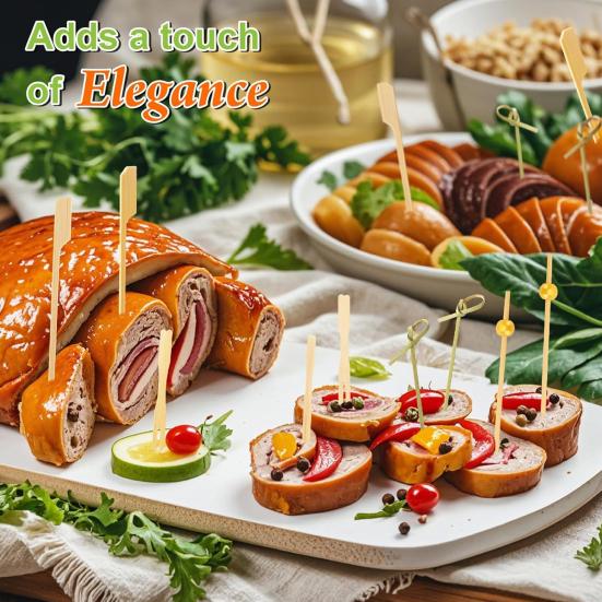 Набор из 500 палочек для коктейлей, 4 вида и 3 размера, длинные бамбуковые шпажки для закусок, напитков, десертов, декоративные деревянные палочки для вечеринок