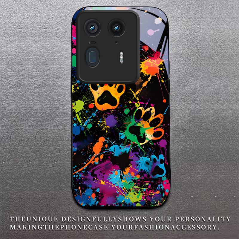 Черный стеклянный чехол для телефона Motorola Moto Edge 70 60 Fusion 50 Ultra 40 Neo 30 Pro 20 Lite 60s Neo с рисунком 'Граффити Цветная Лапа'