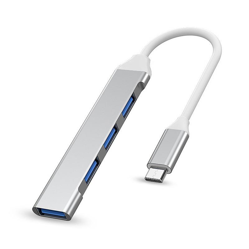 Мини-хаб USB Type-C, 4-портовый адаптер, USB 3.1, мульти-разветвитель 4-в-1, док-станция, ультратонкий, сверхскоростной, алюминиевый, для компьютера, ноутбука, ПК
