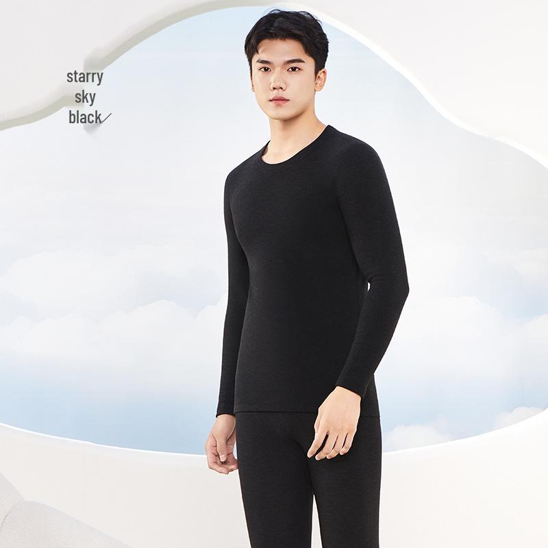 Мужской термокомплект из кашемира, похожего на шелк - Толстый, теплый и с отделкой для осени/зимы