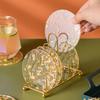 Queen-b Gold Leaf Coasters, Set of 6, with Stands, Stylish, High-Quality PVC Coasters for Cups and Glasses, Nordic Gold, Cute, and Eye-catching Tablet