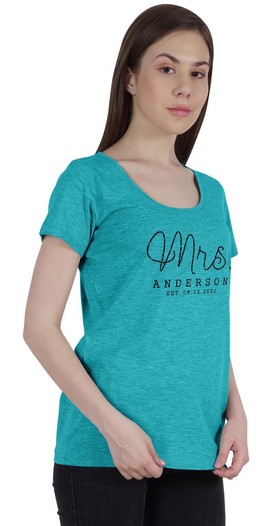 Inkdotpot Персонализированная женская футболка-топ Mrs Wedding Announcement Shirt-2S