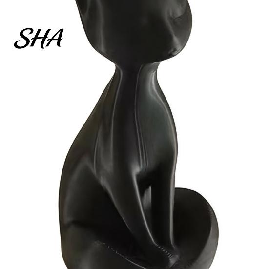 Cat Desk Decor 3D Printed Meditating Figurine, Modern Abstract Sculpture with Cross-Legged Pose, Narrative Space Decoration Minimalist for Office