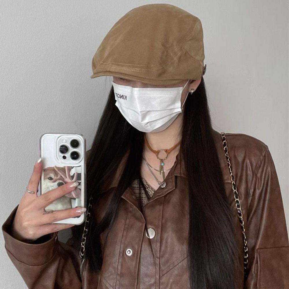 Sun Protection Retro Embroidery Hat Rough Edge Newsboy Cap Street Style   Travel