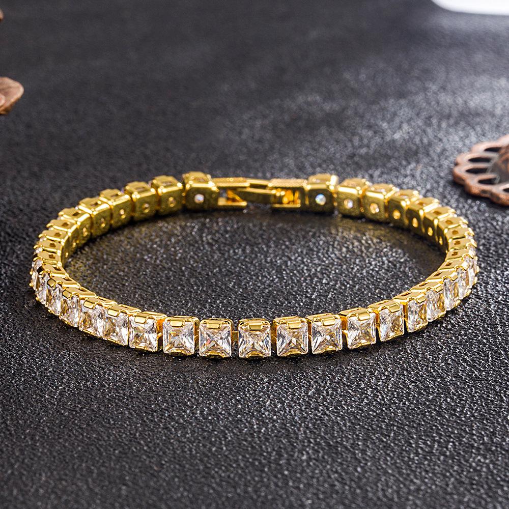 Geometric Full Diamond 3A Zircon Bracelet Female and Male Stars with The Same Jewelry.