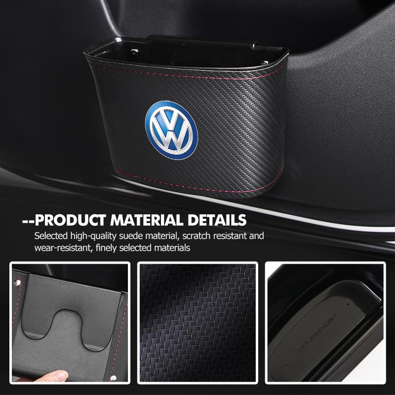 WET1 Leather Car Door Storage Box Phone Pocket Hanging Organizer For Volkswagen VW Scirocco Passat Polo B5 B6 B7 CC Tiguan Sharan