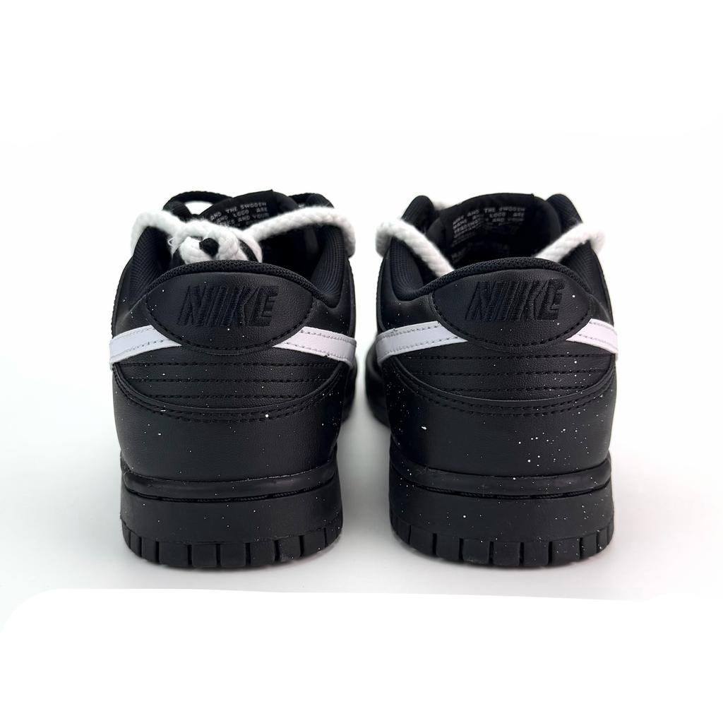 Nike Dunk Fashion Versatile Black White Leather Slip Resistant Cushioning Abrasion Resistant Low top Skateboard Shoes IO7606-010(Team1912-)