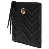 Gucci GG Marmont Light Gold Hardware Zipper Closure Leather Clutch Small Women's Black