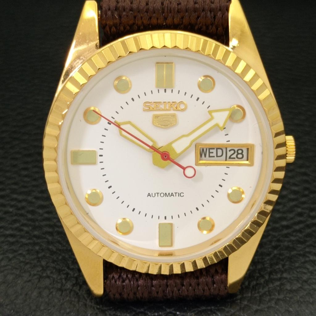 ВОССТАНОВЛЕННЫЕ ВИНТАЖНЫЕ МУЖСКИЕ ЧАСЫ SEIKO 5 AUTOMATIC JAPAN С БЕЛЫМ ЦИФЕРБЛАТОМ a434400-2