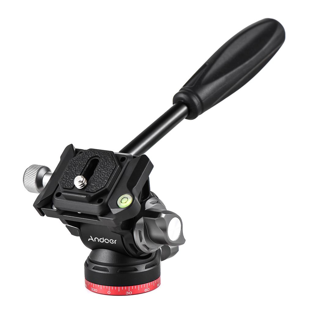 Andoer Compact Video Fluid Head Pan Tilt Tripod Head Panorama Ballhead Tripod Mount Aluminum Alloy
