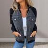 Women Jacket Colorblock Zipper Closure Long Sleeves Hooded Fake Chest Pocket Decor Lady Daily