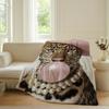 Trendy Pink Retro Leopard Blanket Warm Soft Suitable For Bedroom Sofa Bed Living Room Office Travel Camping Gifts