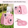 Защитный чехол RIEIBI из искусственной кожи для камеры Fujifilm Instax Instax Mini, регулируемый наплечный чехол для камеры Instax Mini SE/7+ - ремень, чехол для SE/7+, розовый.