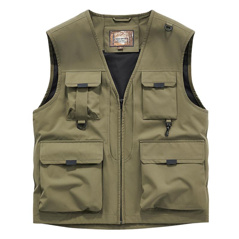 Outdoor MultiPocket QuickDrying Fishing Vest Men'S Thin Mountaineering Photography Waterproof Vest Large Size Sleeveless Vest