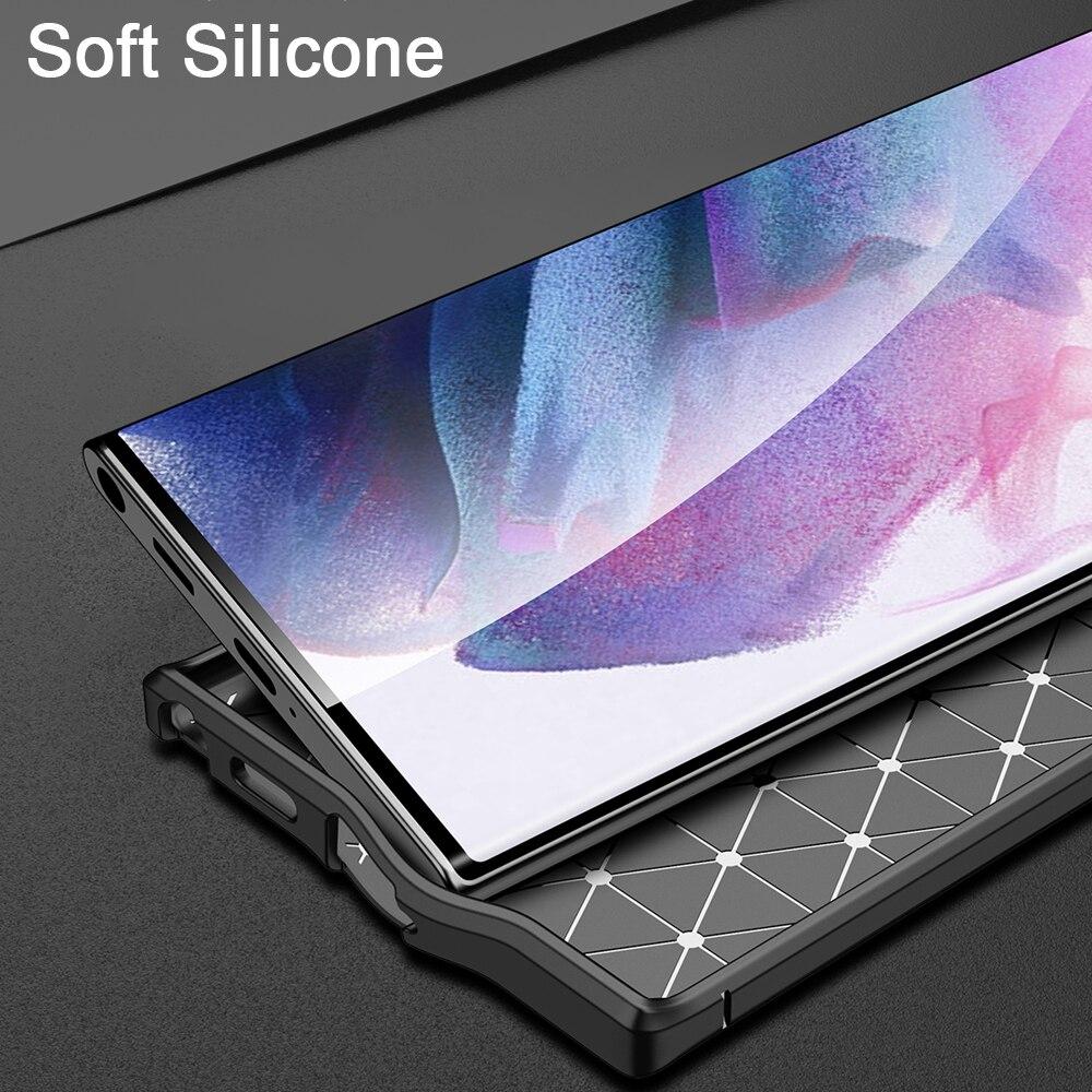 KEYSION Противоударный чехол для Samsung S22 Ultra 5G S22 + Plus S21 FE, силиконовый чехол для телефона с кожаной текстурой для Galaxy Note 20 Ultra