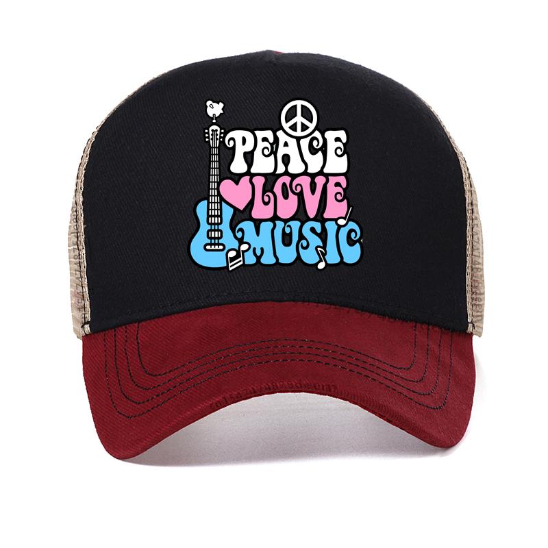 Кепка Love Peace Music Харадзюку поп Модная Мужская Повседневная Регулируемая летняя Сетчатая Дышащая кепки Хлопок Папа Бейсболка