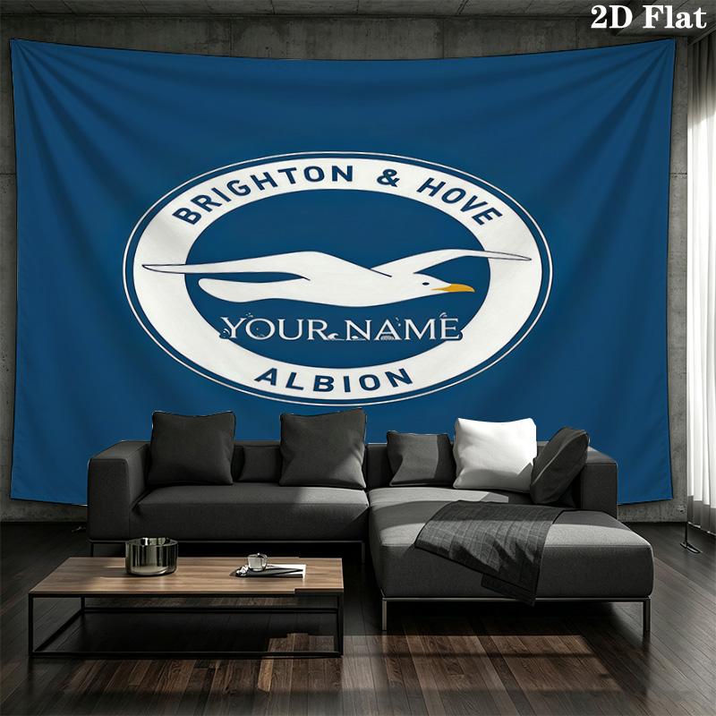 Brighton Hove Albion Custom Name Wall Tapestry Aesthetic Wall Hanging Printed Fabric Blanket Decorative Tapestries for Bedroom Living Room Home Decor