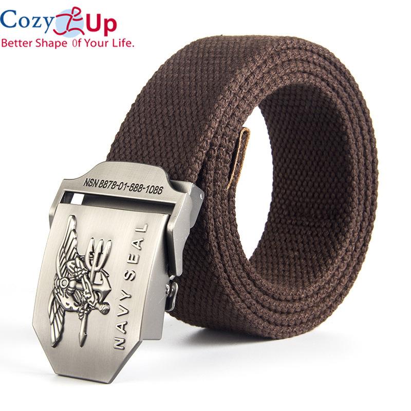 Cozy Up Металлические холщовые ремни с автоматической пряжкой для мужчин, военный тактический мужской ремень, повседневный стиль, мужской ремень 120 см
