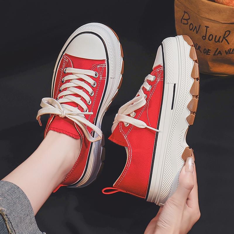 Womens Shoes  Spring and Summer New Breathable High Platform Woman Tennis Shoes Casual Canvas Sneakers for Women